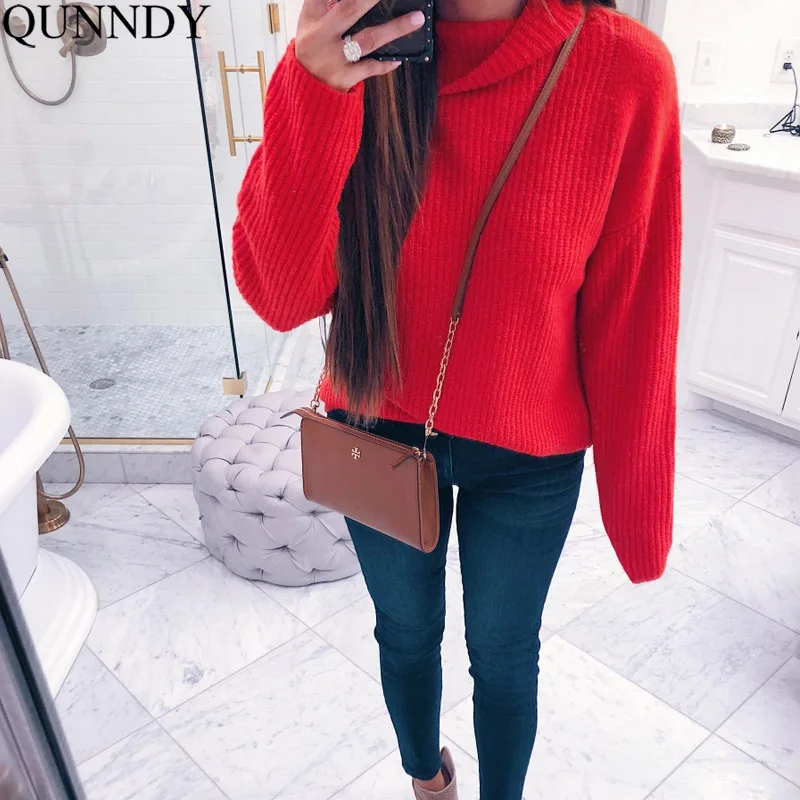 Qunndy Korean Fashion Women Pullovers Turtleneck Knit Long Sleeve Stretched Solid Sweater Tops Autumn Winter Jumper Streetwear
Qunndy Korean Fashion Women Pullovers Turtleneck Knit Long Sleeve Stretched Solid Sweater Tops Autumn Winter Jumper Streetwear