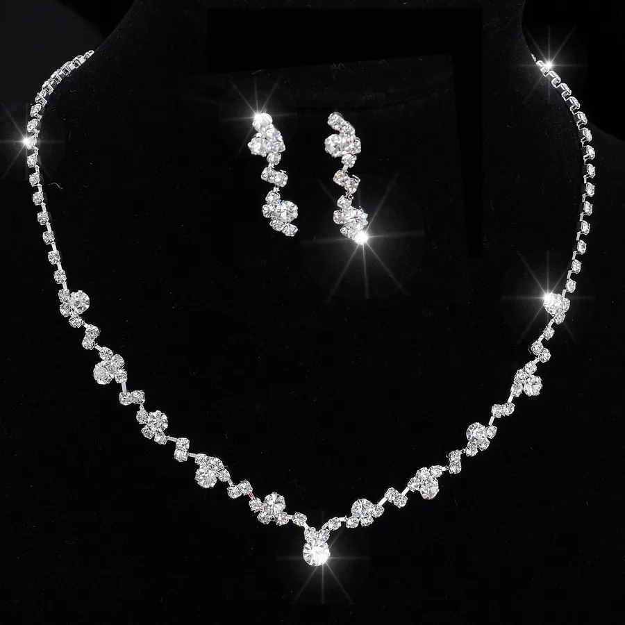 Silver Tone Crystal Tennis Choker Necklace Set Earrings Factory Price Wedding Bridal Bridesmaid African Jewelry Sets
Silver Tone Crystal Tennis Choker Necklace Set Earrings Factory Price Wedding Bridal Bridesmaid African Jewelry Sets