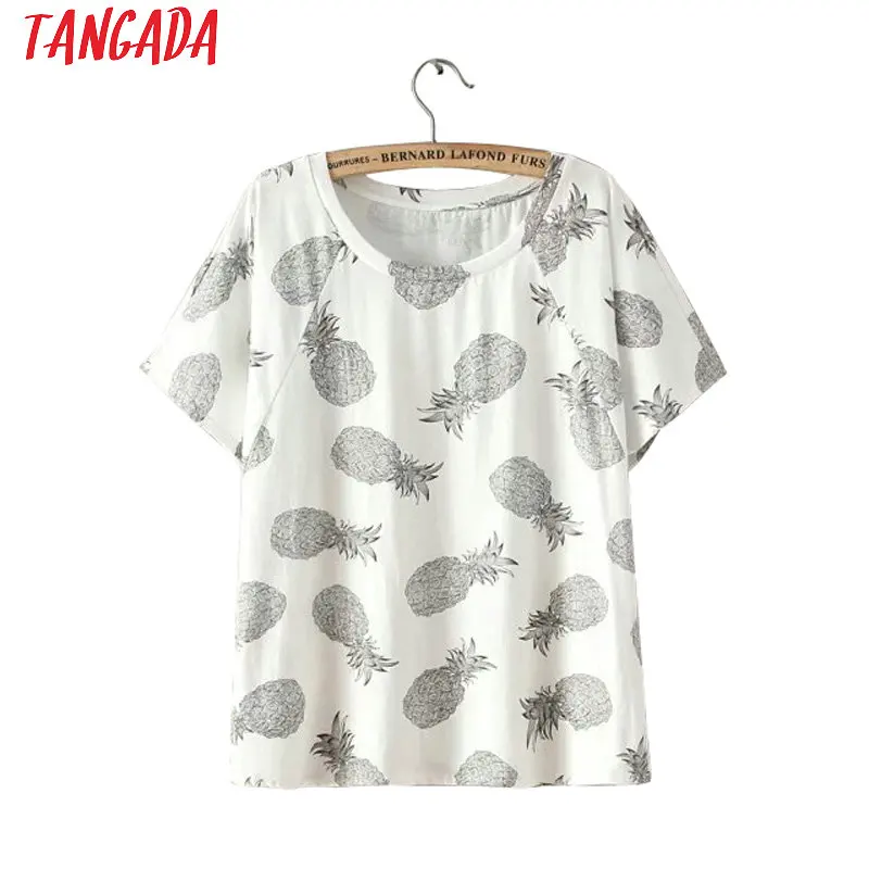 Tangada women pineapple print T shirt short sleeve O neck tees female summer promotion tee shirt casual wear top 08
Tangada women pineapple print T shirt short sleeve O neck tees female summer promotion tee shirt casual wear top 08