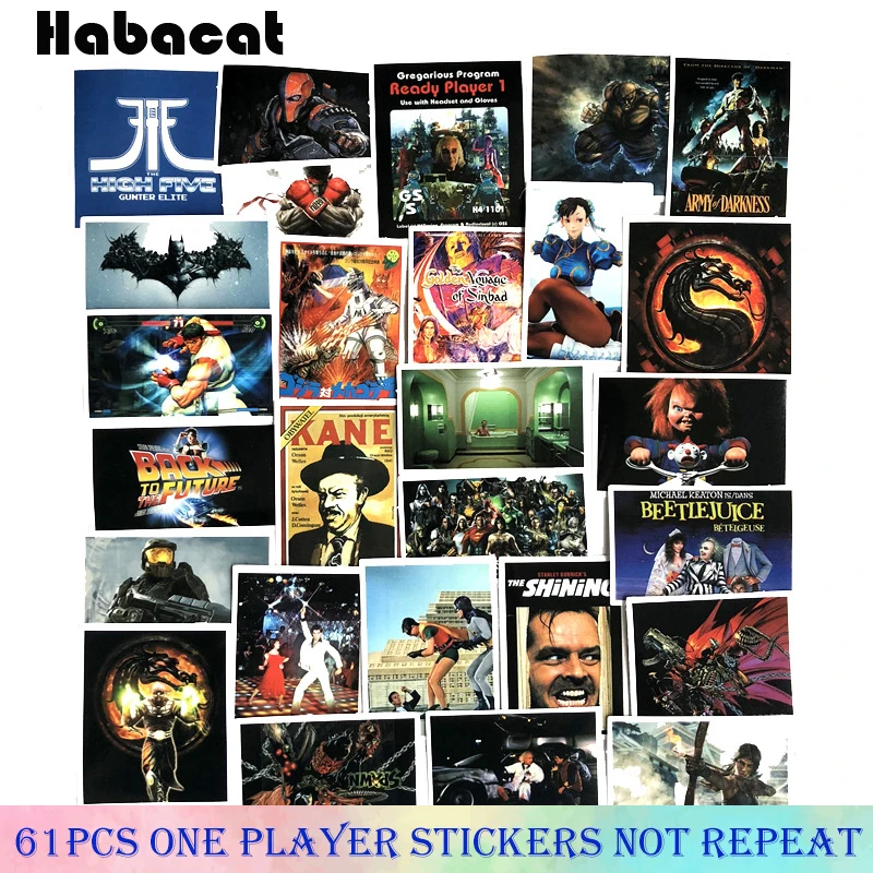 61Pcs/Lot American Classic Film Ready Player One Stickers For Motorcycle Skateboard Refrigerator Luggage Laptop Game Stickers
61Pcs/Lot American Classic Film Ready Player One Stickers For Motorcycle Skateboard Refrigerator Luggage Laptop Game Stickers