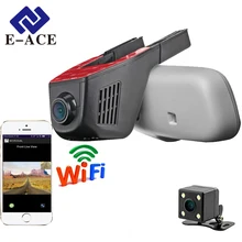 E-ACE Автомобильный видеорегистратор WI-FI DVRs двойной Объектив для камеры регистратор dashcam цифрового видео Регистраторы видеокамера Full HD 1080 P 30FPS Ночь Версия