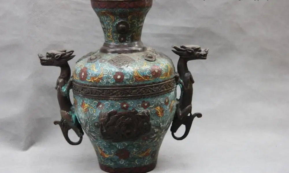Chinese Royal Copper Bronze Cloisonne two Beast Dragon Aquarius Bottle Pot Vase
Chinese Royal Copper Bronze Cloisonne two Beast Dragon Aquarius Bottle Pot Vase