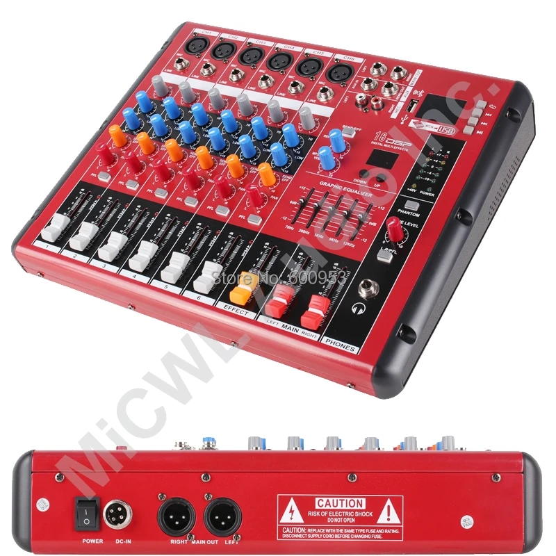 Pro 6 Way Bluetooth Microphone DSP Digital Effect Mixer Controller Mixing with Mixer USB MP3 +48V DJ Recording Studio Equipment
Pro 6 Way Bluetooth Microphone DSP Digital Effect Mixer Controller Mixing with Mixer USB MP3 +48V DJ Recording Studio Equipment