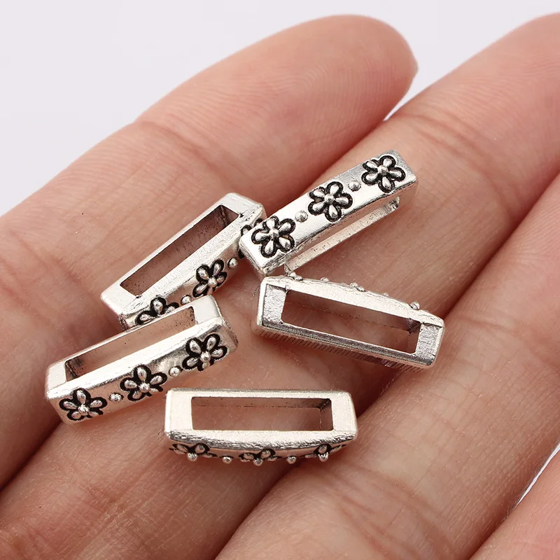 10Pcs Antique Silver Carved Plum Flower Flat Slider Spacer Beads For 5mm 10mm Flat Leather
10Pcs Antique Silver Carved Plum Flower Flat Slider Spacer Beads For 5mm 10mm Flat Leather