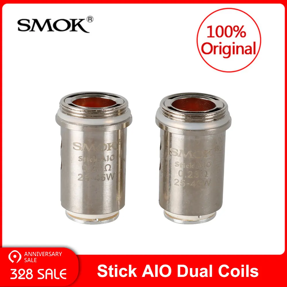 Original Smok Stick AIO Dual Coils 0.23ohm 5PCS/Pack Dual Coils For Electronic Cigarette stick AIO vape kit
Original Smok Stick AIO Dual Coils 0.23ohm 5PCS/Pack Dual Coils For Electronic Cigarette stick AIO vape kit