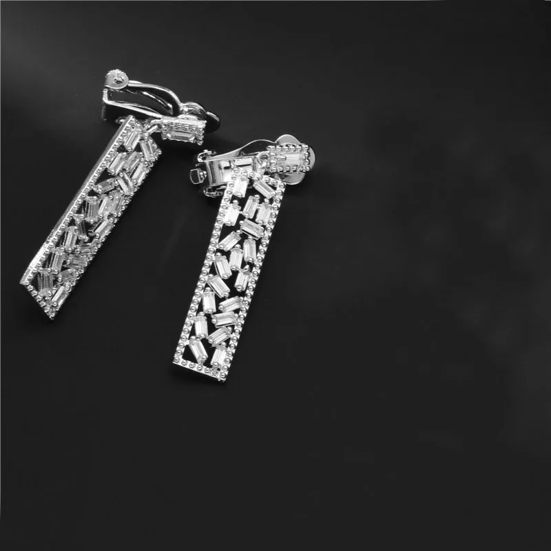 Luxury Square Non Pierced CZ Wedding Earrings High Quality Clip on Long Earring Without Piercing 2018
Luxury Square Non Pierced CZ Wedding Earrings High Quality Clip on Long Earring Without Piercing 2018
