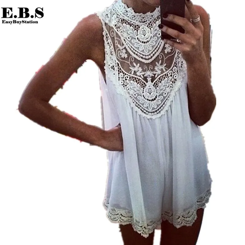 European Style Casual Sleeveless White Floral Lace Crochet Long Blouse, Sexy loose Swimwear Cover, Women Beach Wear Shirt
European Style Casual Sleeveless White Floral Lace Crochet Long Blouse, Sexy loose Swimwear Cover, Women Beach Wear Shirt