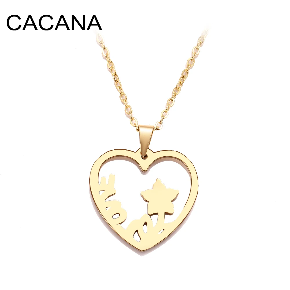 CACANA Stainless Steel Necklace For Women Love And Flower Gold And Silver Color Pendant Necklace Engagement Jewelry
CACANA Stainless Steel Necklace For Women Love And Flower Gold And Silver Color Pendant Necklace Engagement Jewelry
