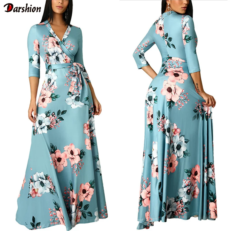Autumn Women Dress Seven-Sleeve Women's Party Dress V-neck Floral Empire Waist Dress vestidos Blue Plus Size Dress S-5XL
Autumn Women Dress Seven-Sleeve Women's Party Dress V-neck Floral Empire Waist Dress vestidos Blue Plus Size Dress S-5XL