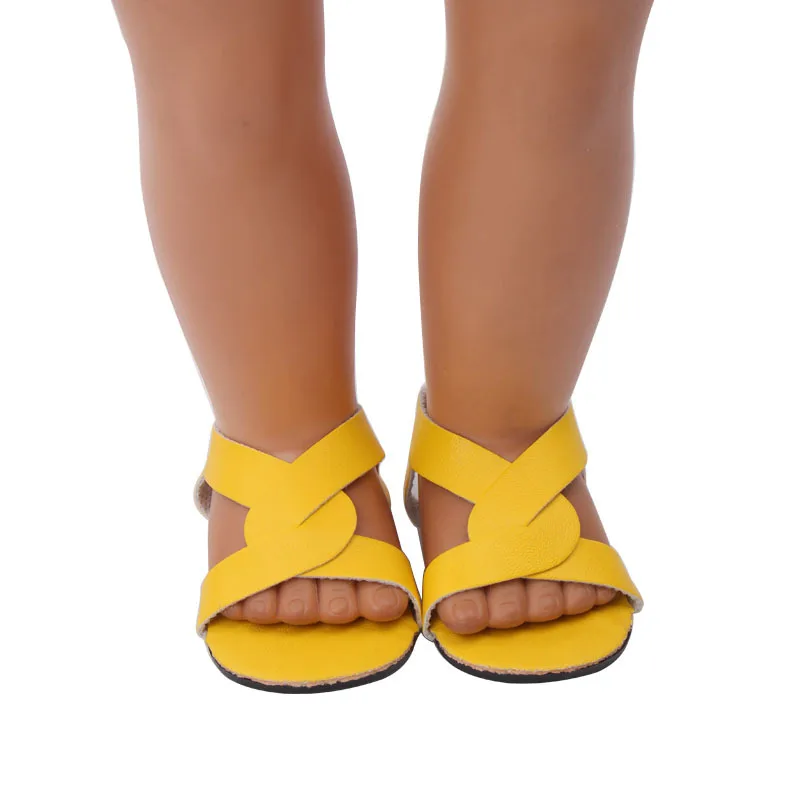 Dolls shoes American Summer Sandal PU shoe baby toys fit 18 inch Girl and 43 cm baby doll accessories (7)