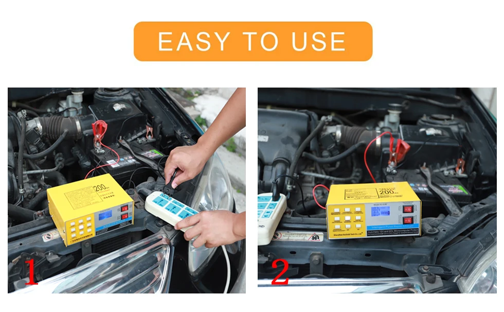 250V 12/24V 200AH Smart Pulse Repair Car Battery Charger Automatic 5 Stage Intelligent Charging For CarTruck Motorcycle
