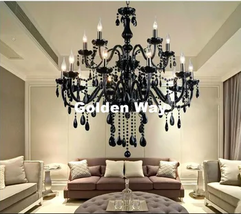 

European Black K9 Crystal Chandelier Lustre Crystal Chandeliers Lustres De Cristal Chandelier E14 LED AC No Lampshade Lighting