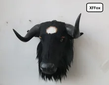 גדול סימולציה הבקר ראש דגם פוליאתילן & פרוות בקר שחור ראש קיר pandent בובת מתנה 52x50 cm xf965(China)