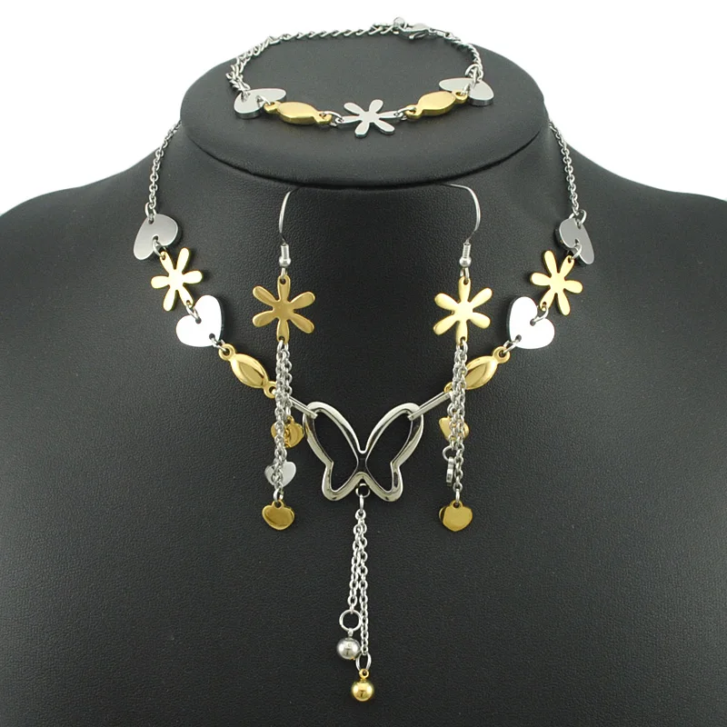 ATGO Heart Butterfly Women's jewelry set, fashion Female jewelry set Earrings woman Bracelet Necklace BTS387
ATGO Heart Butterfly Women's jewelry set, fashion Female jewelry set Earrings woman Bracelet Necklace BTS387