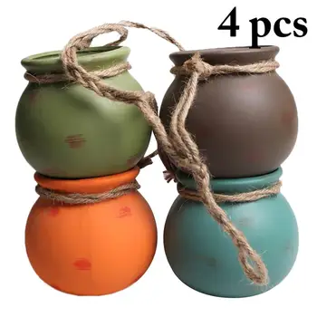 4Pcs/Set Solid Color Ceramic Flower Pot Wall Hanging Creative Personality Home Ornaments With Twine Courtyard Decoration
4Pcs/Set Solid Color Ceramic Flower Pot Wall Hanging Creative Personality Home Ornaments With Twine Courtyard Decoration