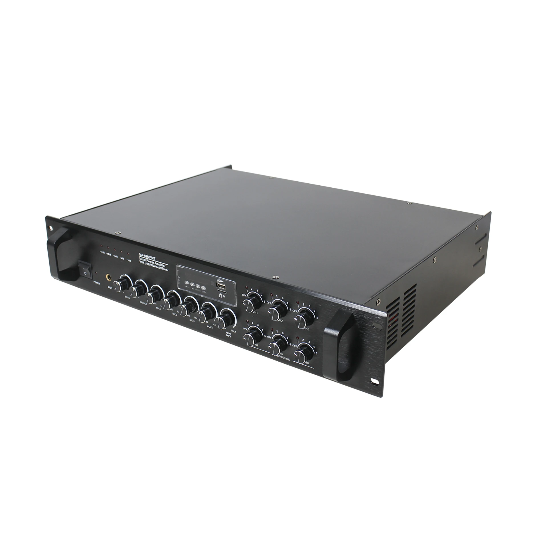 Ben & Fellows 260W PA 6-zone Mixer Power Amplifier with Independent Volume Controllers and Built-in USB/Tuner/Bluetooth/TF Card
Ben & Fellows 260W PA 6-zone Mixer Power Amplifier with Independent Volume Controllers and Built-in USB/Tuner/Bluetooth/TF Card