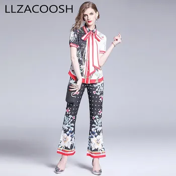 Women Flower Print Bow Turn Down Collar Short Sleeve Shirt Top and Bell-Bottoms Pants 2019 Summer Flare Leg Pant Set 2 Piece Set
Women Flower Print Bow Turn Down Collar Short Sleeve Shirt Top and Bell-Bottoms Pants 2019 Summer Flare Leg Pant Set 2 Piece Set