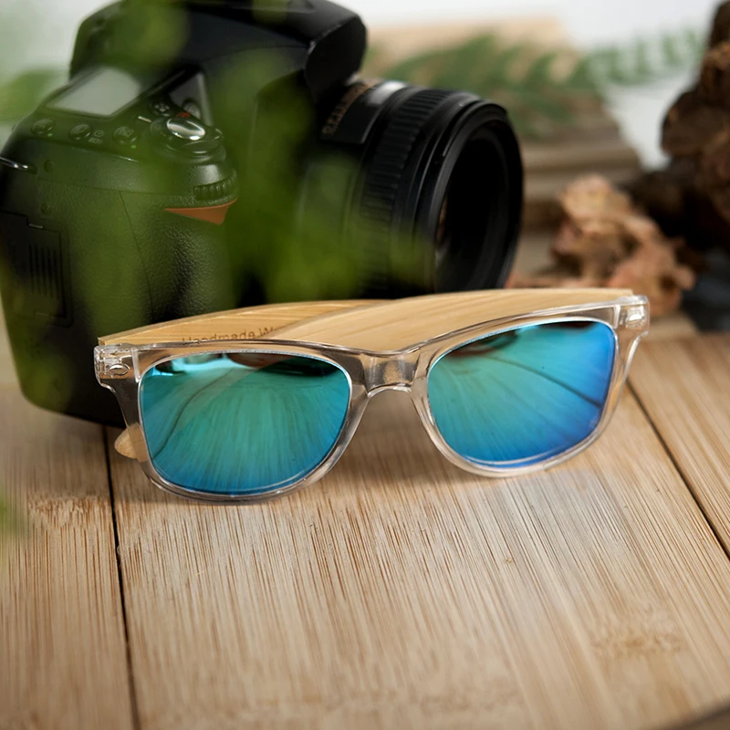 BOBO BIRD Clear Color Wood Bamboo Sunglasses Women's Bamboo Polarized Sunglasses With UV 400 Protection 14