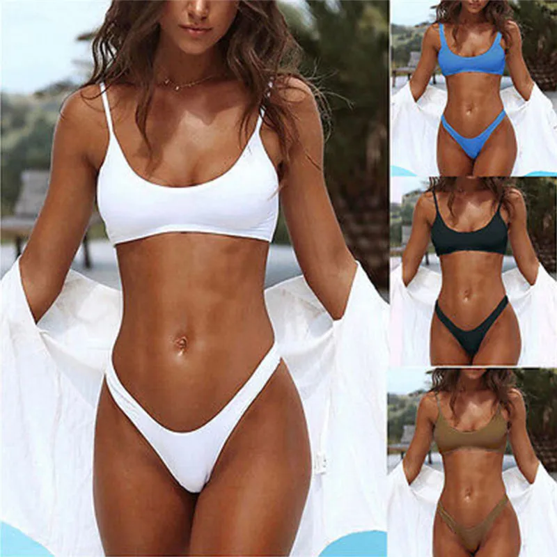 Solid White Black Blue Brown Swimsuit Bathing Suit Sexy Women Triangle Padded Bra Push-up Throng Swimwear Bikini
Solid White Black Blue Brown Swimsuit Bathing Suit Sexy Women Triangle Padded Bra Push-up Throng Swimwear Bikini