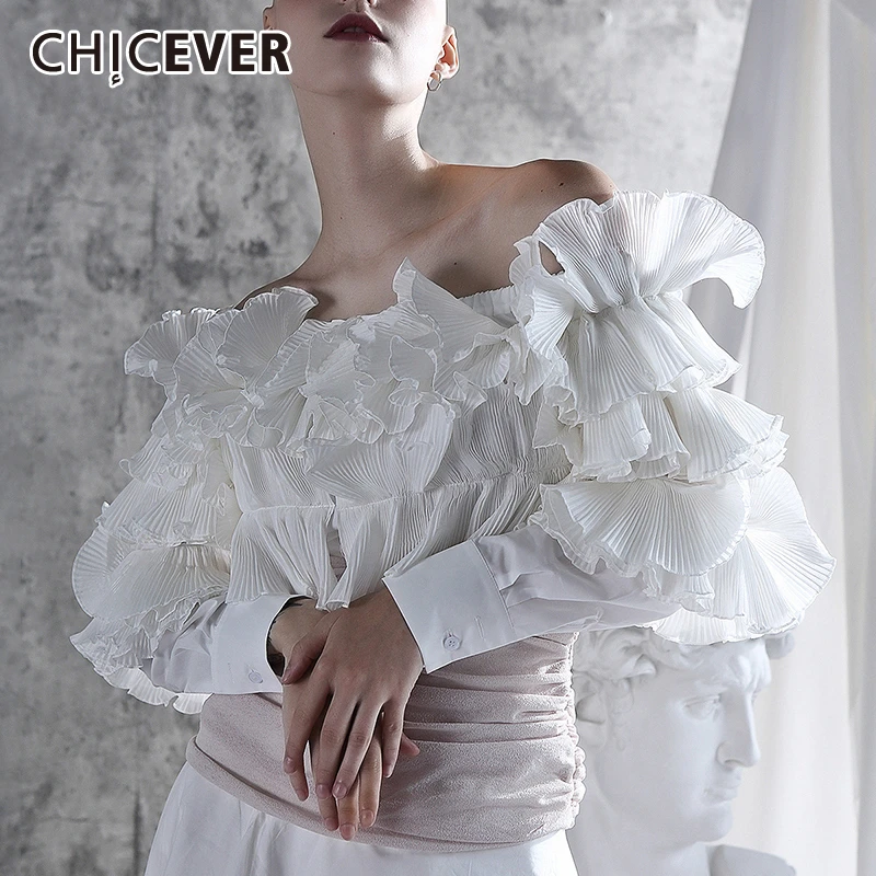 CHICEVER Autumn Korean Chiffon Ruffles Patchwork Shirt Women Slash Neck Off Shoulder Long Sleeve Blouse Female 2019 Fashion New
CHICEVER Autumn Korean Chiffon Ruffles Patchwork Shirt Women Slash Neck Off Shoulder Long Sleeve Blouse Female 2019 Fashion New