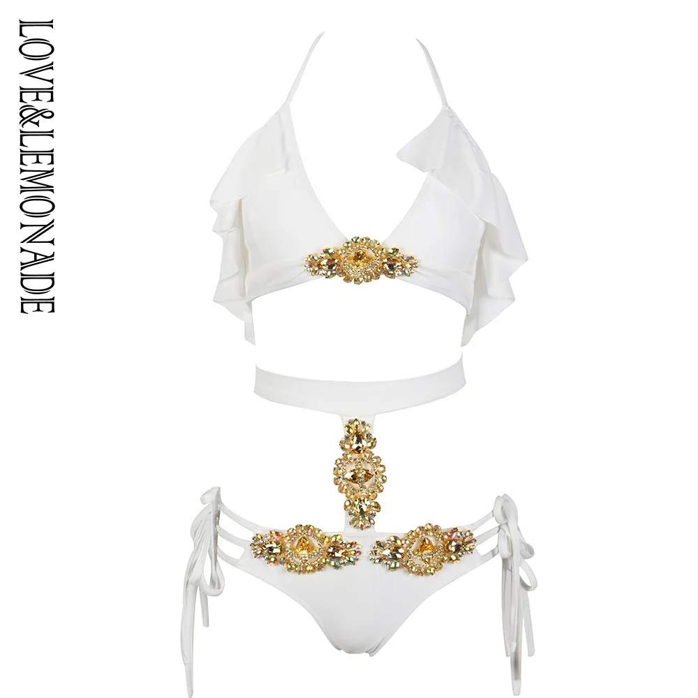 Love&Lemonade White Rhinestone Ornament Decoration Cut Out Two-Pieces Beach Sets LM1188
Love&Lemonade White Rhinestone Ornament Decoration Cut Out Two-Pieces Beach Sets LM1188