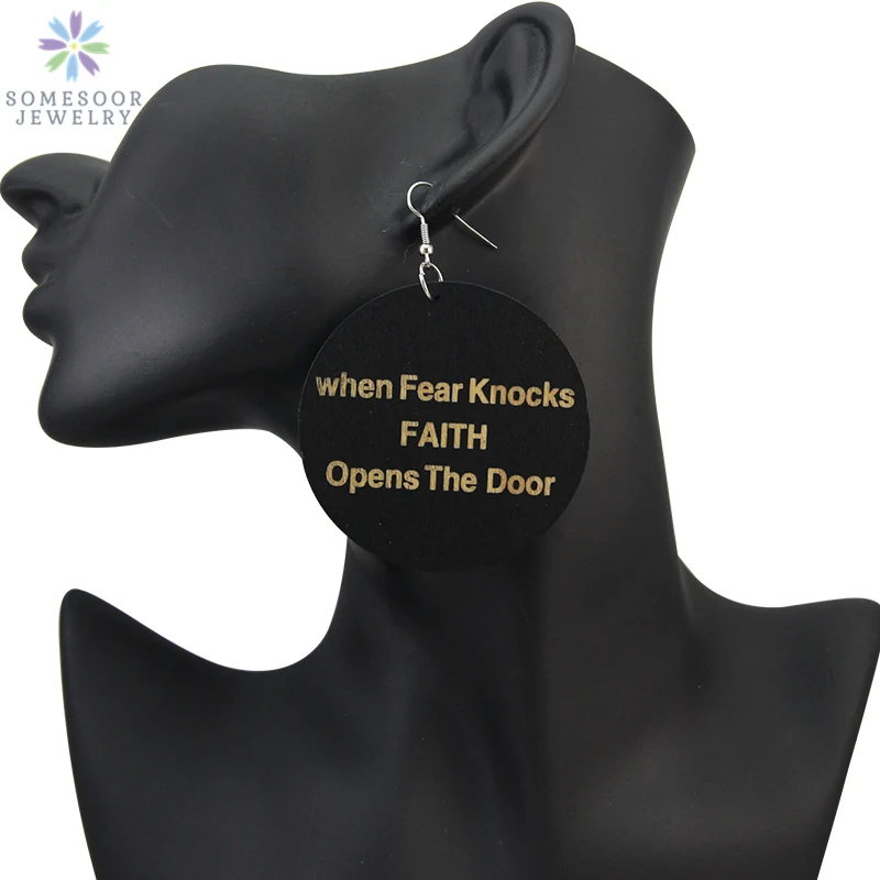 SOMESOOR African Wood Drop Earrings Engraved Black Saying Fear Knocks Faith Open The Door AFRO Hiphop Jewelry For Black‘s Gift
SOMESOOR African Wood Drop Earrings Engraved Black Saying Fear Knocks Faith Open The Door AFRO Hiphop Jewelry For Black‘s Gift