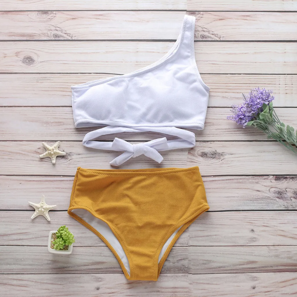 Two Pieces One Shoulder Bathing Suit High Waist Swimsuit Sexy Beach Bikini 2019 Women Strappy Solid Padded Thong Maillot De Bain
Two Pieces One Shoulder Bathing Suit High Waist Swimsuit Sexy Beach Bikini 2019 Women Strappy Solid Padded Thong Maillot De Bain