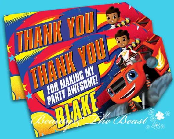 Customized Personalized Blaze and the Monster Machines Thank You Tags Gift Favors Tags Label Birthday Party Decorations Kids
Customized Personalized Blaze and the Monster Machines Thank You Tags Gift Favors Tags Label Birthday Party Decorations Kids
