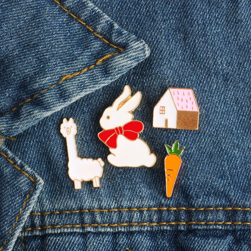 Girls Cartoon Brooch Rabbit House Sheep Carrot Enamel Pin Metal Badge Decoration Denim Jackets for Women Kids Jewelry Brooches
Girls Cartoon Brooch Rabbit House Sheep Carrot Enamel Pin Metal Badge Decoration Denim Jackets for Women Kids Jewelry Brooches