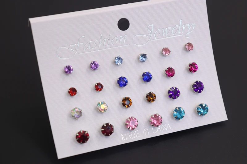12 Pair /set Classic Simplicity Single Drill Earring Women's Accessories Round Crystal Stud Earrings For Girls
12 Pair /set Classic Simplicity Single Drill Earring Women's Accessories Round Crystal Stud Earrings For Girls