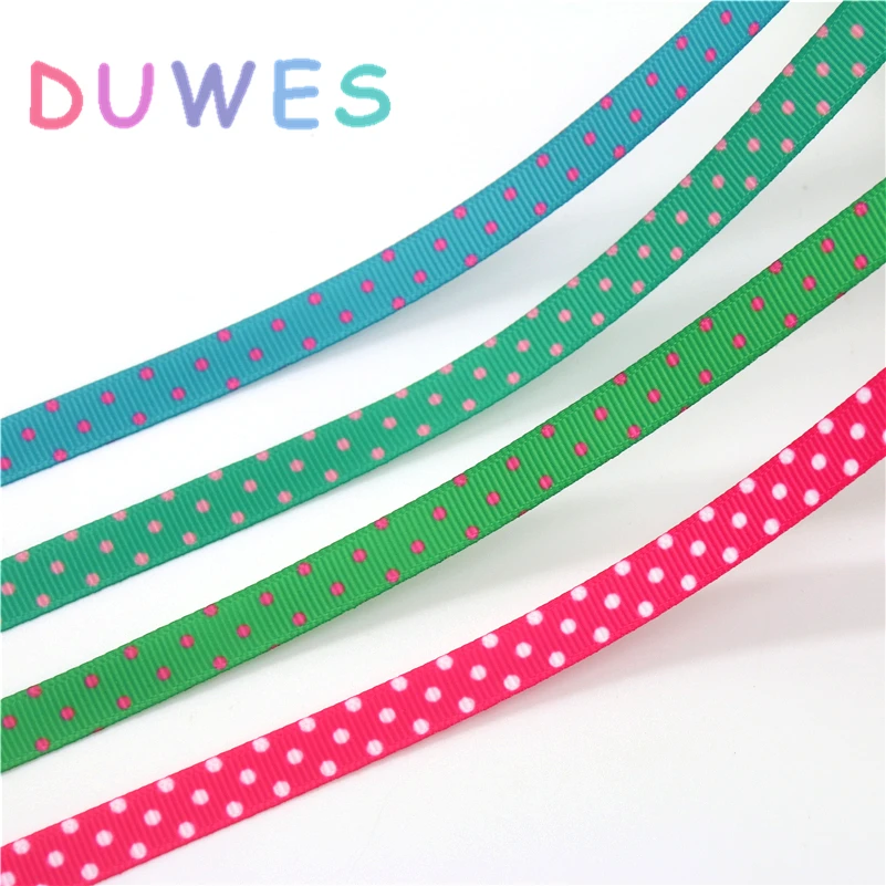 DUWES 3/8'' 50yards dots Printed Grosgrain Ribbon Accessory hairbow headwear DIY decoration OEM 9mm D1089
DUWES 3/8'' 50yards dots Printed Grosgrain Ribbon Accessory hairbow headwear DIY decoration OEM 9mm D1089