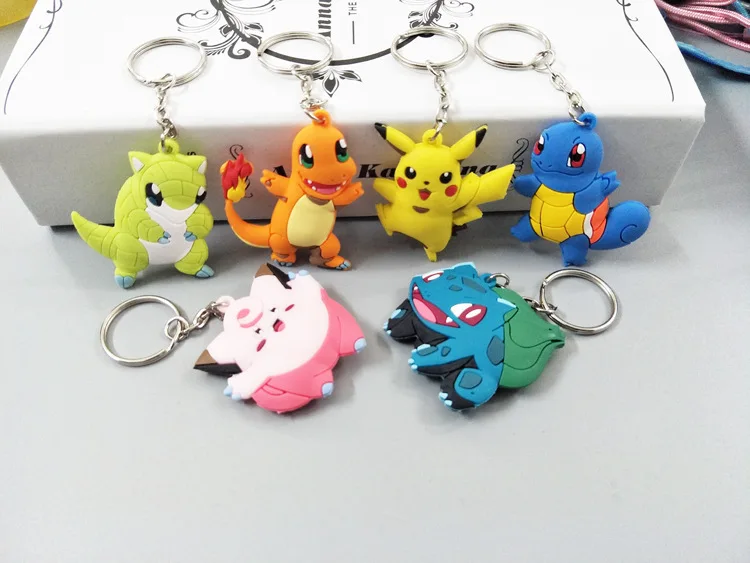 

Pikachu Keychain Anime Pokemon Key Chain Pocket Monsters Cosplay Key Holder Mini Charmander Squirtle Bulbasaur Figure Toys