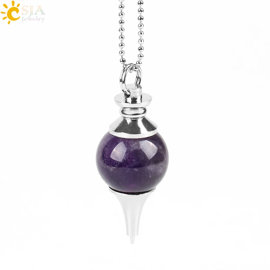 CSJA Dowsing Reiki Healing Necklaces Pendants Natural Gem Stone Purple Quartz Crystal Round Beads Pendulum Handmade Jewelry E571
CSJA Dowsing Reiki Healing Necklaces Pendants Natural Gem Stone Purple Quartz Crystal Round Beads Pendulum Handmade Jewelry E571