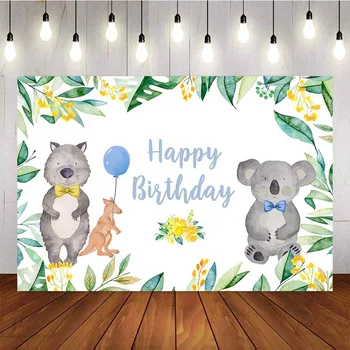 Birthday Photography Background Party Boy Baby Shower Koala yellow Flower Kangaroo Balloon Children Banner backdrop Photo Studio
Birthday Photography Background Party Boy Baby Shower Koala yellow Flower Kangaroo Balloon Children Banner backdrop Photo Studio