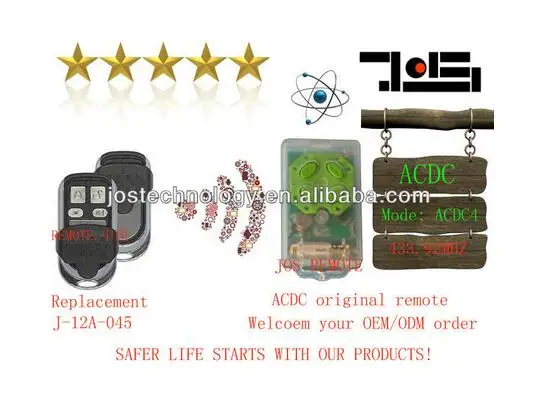 ACDC replacement remote control ,ACDC transmitter ,ACDC opener rolling code 433.92MHZ free shipping
ACDC replacement remote control ,ACDC transmitter ,ACDC opener rolling code 433.92MHZ free shipping