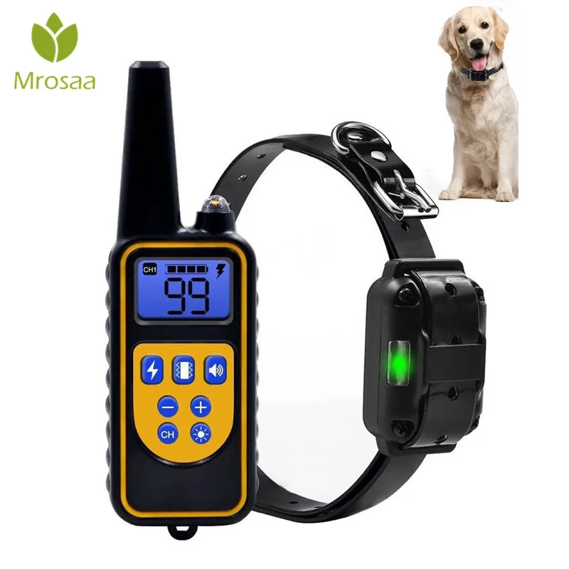 

Mrosaa Top Quality 800 yards Electric Dog Training Collar Pet Remote Control Waterproof Pet Trainer Bark-stop devices Collars
