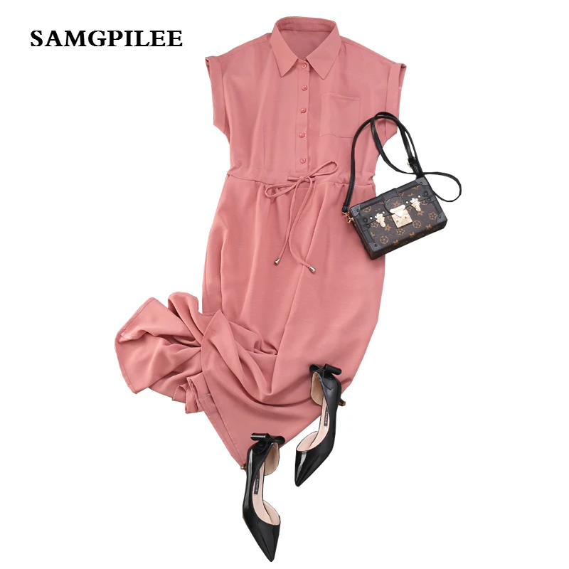 2019 New Casual A-line Solid Short Sleeve Sashes Knee-length Natural Turn-down Collar Summer Women Dress Plus Size
2019 New Casual A-line Solid Short Sleeve Sashes Knee-length Natural Turn-down Collar Summer Women Dress Plus Size
