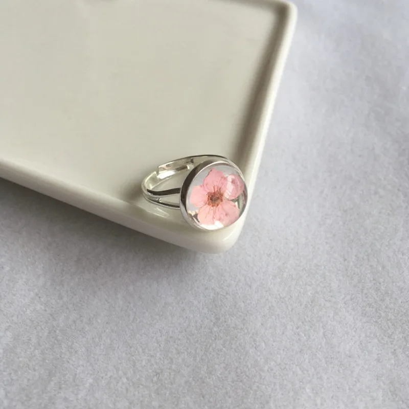 Anique Silver Dried Flower Rings Round Glass Adjustable Plum Blossom Rings Summer Style Handmade Dried Flower Jewelry as Gift
Anique Silver Dried Flower Rings Round Glass Adjustable Plum Blossom Rings Summer Style Handmade Dried Flower Jewelry as Gift