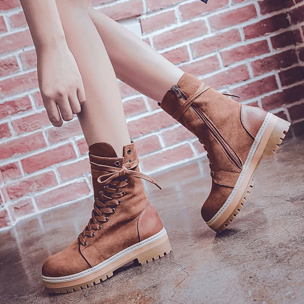 2019 Women's Motorcycle Boots Winter Tactical Boot Suede Fashion Retro Martin Boot Mid Heels Platforms Strappy Shoes Highstreet
2019 Women's Motorcycle Boots Winter Tactical Boot Suede Fashion Retro Martin Boot Mid Heels Platforms Strappy Shoes Highstreet