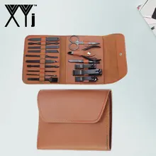XYj Preto Manicure Set cortador de Unhas Set 16 pçs/set Ferramentas Da Arte do Prego de Aço Inoxidável cortador de Unhas Kit Art Ferramenta de Beleza conjunto com Caso(China)