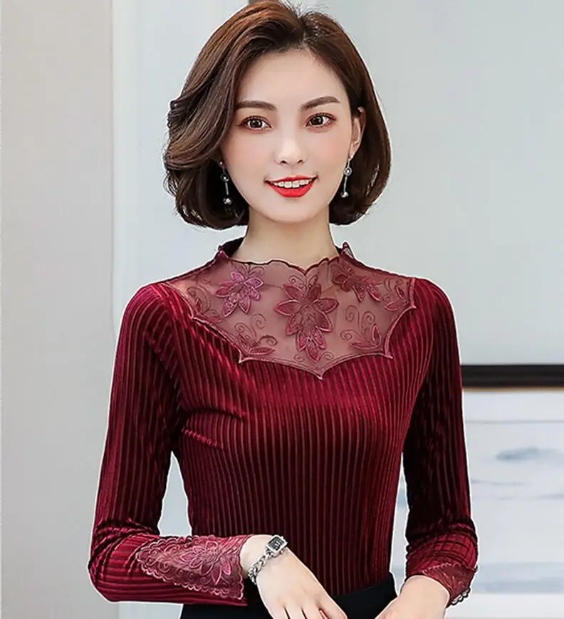 New 2018 Women blouse shirt long sleeved Gold velvet shirts Elegant Slim Lace blouses tops plus size women clothing blusas
New 2018 Women blouse shirt long sleeved Gold velvet shirts Elegant Slim Lace blouses tops plus size women clothing blusas