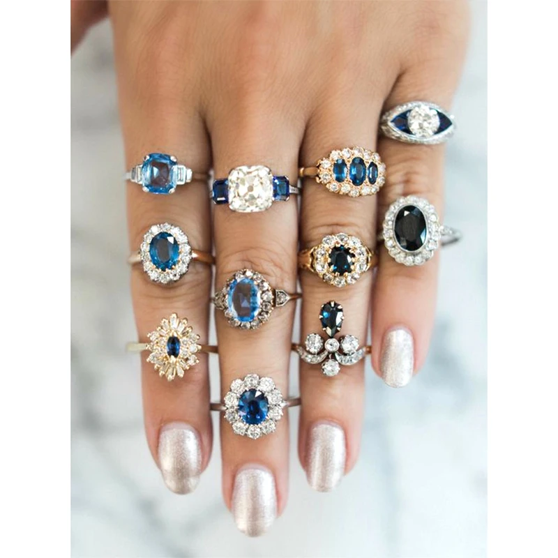 Exquisite Water Drops Eye Flower Elliptical Crystal Joint Silver Rings Bohemian Women Wedding Party Jewelry Female Ring Set
Exquisite Water Drops Eye Flower Elliptical Crystal Joint Silver Rings Bohemian Women Wedding Party Jewelry Female Ring Set