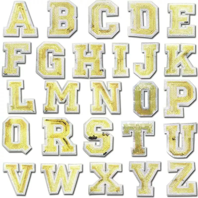 Gold sequins Letters Patch Alphabet Embroidered Applique black Letters iron on Patches
Gold sequins Letters Patch Alphabet Embroidered Applique black Letters iron on Patches