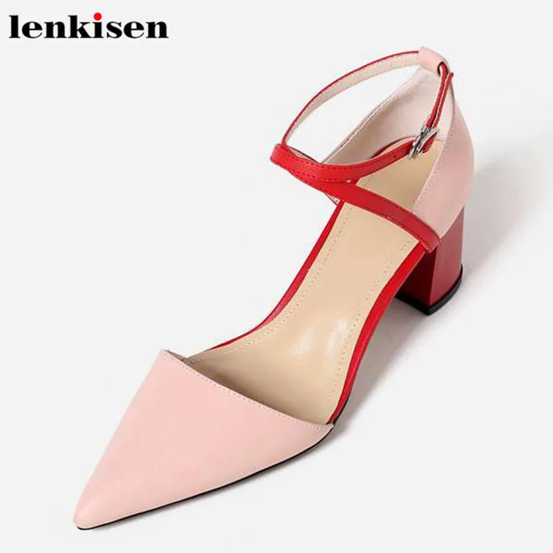 Lenkisen european style pointed toe solid mixed colors buckle strap mature cover heel thick high heels dress women sandals L10
Lenkisen european style pointed toe solid mixed colors buckle strap mature cover heel thick high heels dress women sandals L10