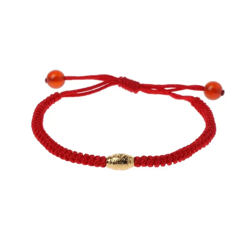 

ANGELADY 1PC Handmade Kabbalah Red String Bracelet Evil Eye Protection Hand Rope Chain with Lucky Gold Beads Unisex Boys Girls