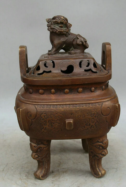 Elegant old S2269 13" Marked Chinese Bronze Square 4 Foot Lion Head handle Incense Burner Censer statue
Elegant old S2269 13" Marked Chinese Bronze Square 4 Foot Lion Head handle Incense Burner Censer statue