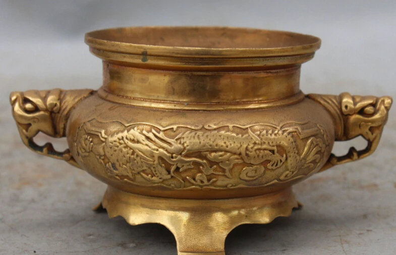 6" Marked Chinese Bronze Brass dragon phoenix beast incense burner censer Statue S0706 B0403
6" Marked Chinese Bronze Brass dragon phoenix beast incense burner censer Statue S0706 B0403