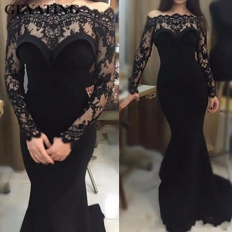black lace mermaid dress