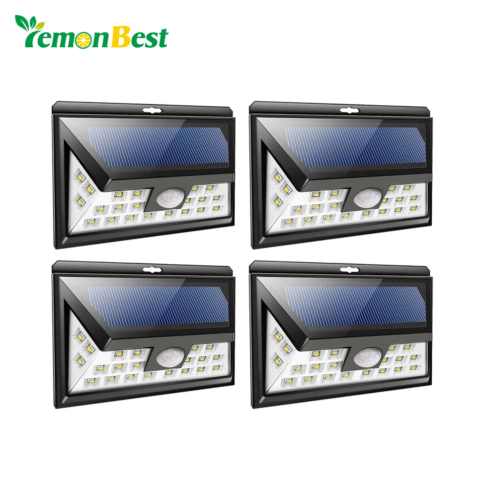4pcs 24 LED Solar Outdoor Lighting Night Lampion Super Bright Security Motion Sensor Wall Lamp Waterproof IP65 Yard Light | Лампы и