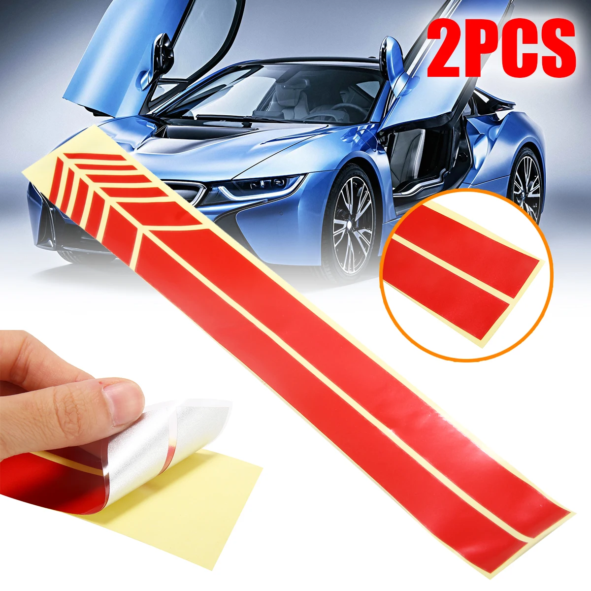 Car DIY Decoration 2pcs Red Side Mirror Stripes Vinyl Decal Stickers 30.5*2CM for Mercedes Benz W204 W212 W117 W176